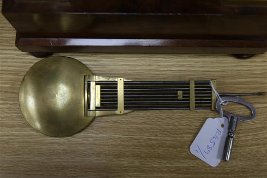 A French mahogany portico clock H.53cm, W.26.5cm